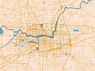 Naklejka premium Geographic city layout of Luohe, China