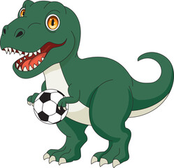 Dinosaur With Football Green Dial Sports Mascot Cartoon Vector © SisterStroke