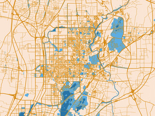 Fototapeta premium City plan map of Tangshan, China