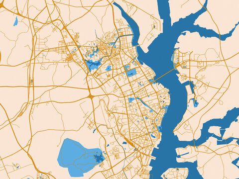 Cartographic city illustration of Zhanjiang, China