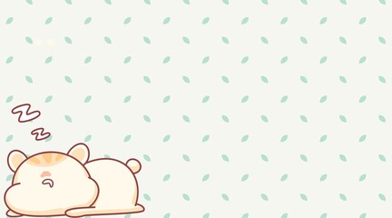 Cute Sleeping Hamster on Pastel Mint Leaf Pattern Background © Rianity
