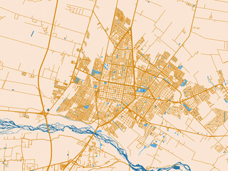 Fototapeta premium Geographic city layout of Rancagua, Chile