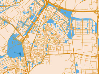 Fototapeta premium Urban map poster of Getafe, Spain – cream map with golden roads