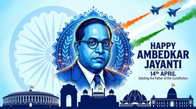 Indian freedom fighter Dr. Babasaheb Bhimrao Ambedkar Jayanti 14 April, Ambedkar Vector, and Typography.