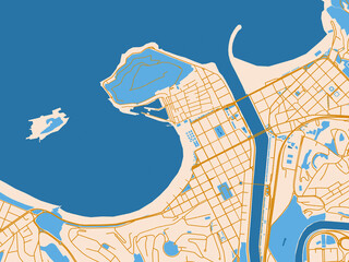 Obraz premium Street map of San Sebastian Centro, Spain in gold and blue map palette