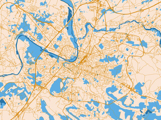 Obraz premium Urban map poster of Angouleme, France – mustard-gold streets on cream