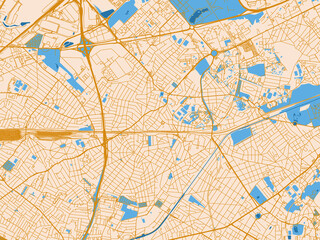 Fototapeta premium City map of Aulnay-sous-Bois, France – light cream and blue contrast