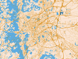 Fototapeta premium City layout poster — Clermont-Ferrand, France – cream map with golden roads
