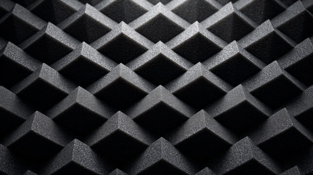 Professional acoustic foam sound insulation panel with pyramid pattern for recording studio noise reduction and soundproofing background texture