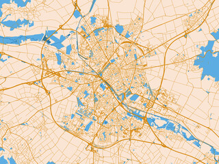 Fototapeta premium City map poster of Reims, France – mustard-gold streets on cream