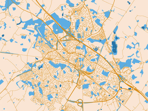 Urban planning style map of Ashford, United Kingdom