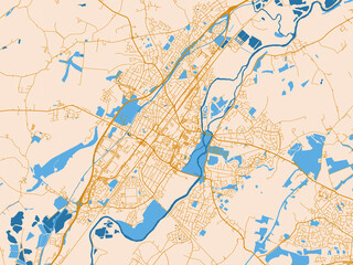 Fototapeta premium Graphic city map artwork of Burton-on-Trent, United Kingdom