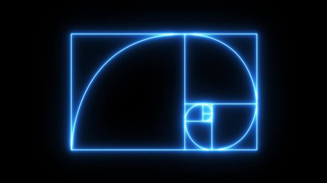 Golden ratio spiral geometry with fibonacci proportion grid and mathematical design visualization for aesthetic balance concept 4k animation video