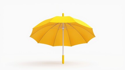 Obraz premium Yellow umbrella stands isolated. Simple design, bright color, studio lighting. Clean background provides focus on object.