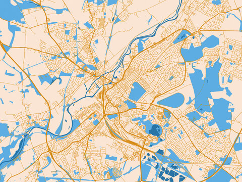 Decorative city map of Doncaster, United Kingdom