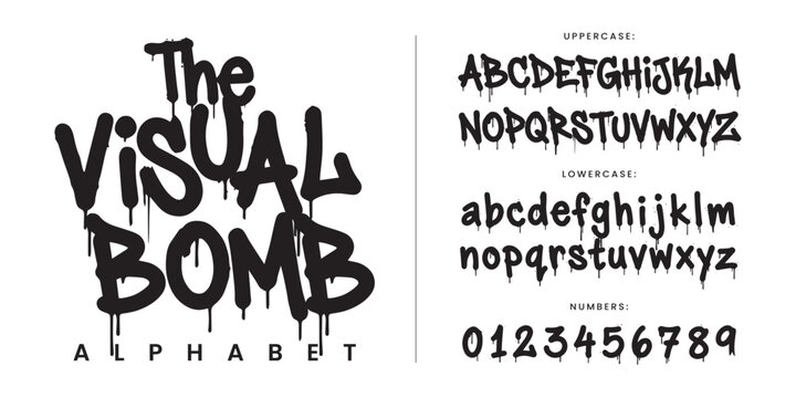 Visual Bomb Graffiti Font Street Art Style With Realistic Ink Drips And Splatter For Urban Branding