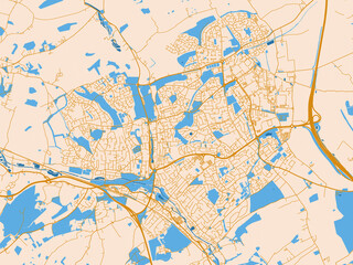 Obraz premium City map poster of Hemel Hempstead, United Kingdom – golden linework with blue water