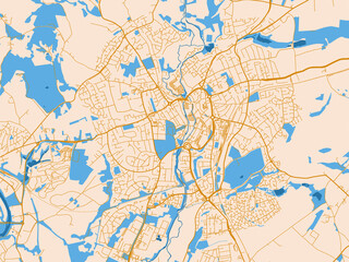 Fototapeta premium City map of Kidderminster, United Kingdom – light cream and blue contrast