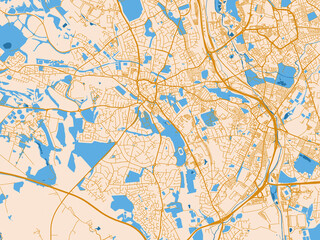 Fototapeta premium Cartographic city illustration of Newcastle-under-Lyme, United Kingdom