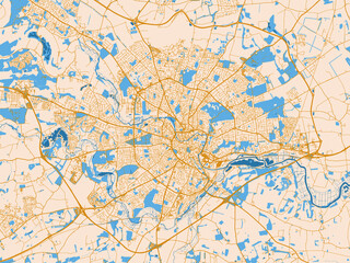 Fototapeta premium Street network map of Norwich, United Kingdom