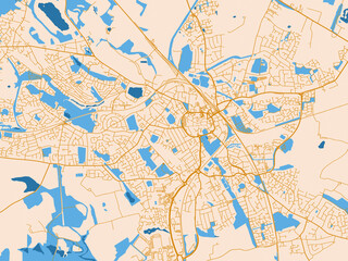 Fototapeta premium Street map of Nuneaton, United Kingdom in mustard-gold streets on cream