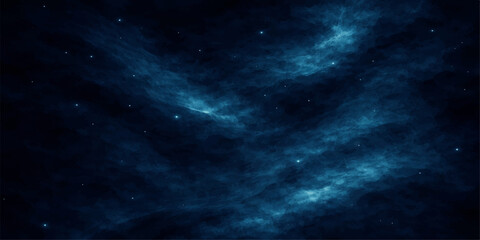 A deep blue abstract space background featuring a bright nebula and shining stars within a dark cosmic galaxy illustration for a fantasy science wallpaper © RD Visuals