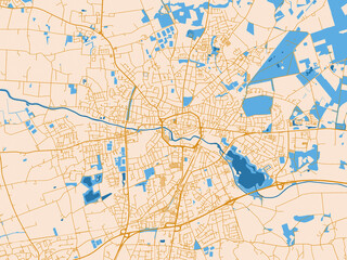 Obraz premium City map of Bocholt, Germany – light cream and blue contrast