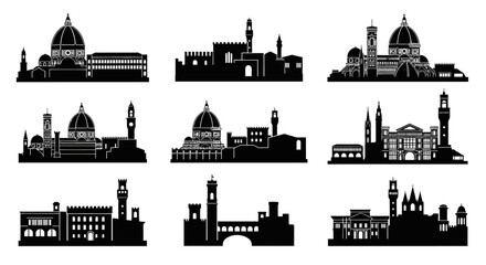 Fototapeta premium Florence Skyline Silhouettes: Iconic Italian Architecture Collection