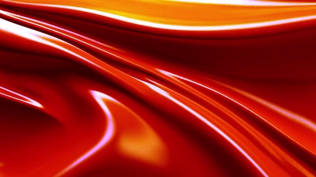 Smooth silk fabric surface with ripples and folds on the tissue Holographic Pastel Background. Abstract wavy red fabric texture. Liquid holographic landscape background. Abstract waving strawberry