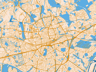 Fototapeta premium City layout poster — Essen, Germany – mustard-gold streets on cream