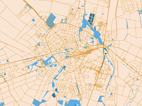 Minimal city map of Euskirchen, Germany with cream map with golden roads