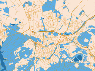 Fototapeta premium Street network map of Goslar, Germany, golden linework with blue water