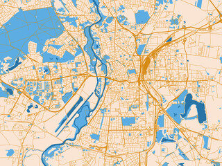 Fototapeta premium Urban planning style map of Halle, Germany