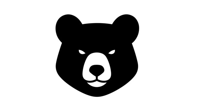 Bear face silhouette mascot animal icon black minimal wildlife vector illustration