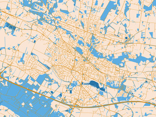 Obraz premium Street network map of Ibbenburen, Germany, mustard-gold streets on cream
