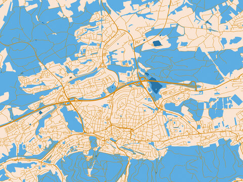 City layout poster &mdash; Iserlohn, Germany &ndash; mustard-gold streets on cream