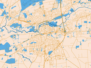 Obraz premium City layout poster — Lippstadt, Germany – mustard-gold streets on cream