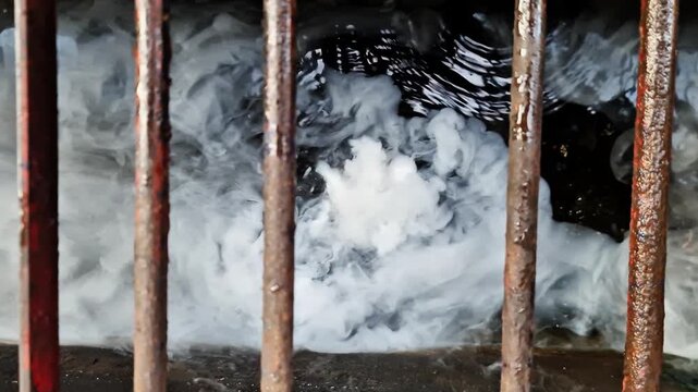 Dramatic White Smoke Vapor from Dry Ice Reaction in Container