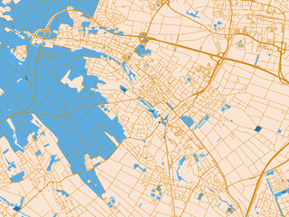 Fototapeta premium Street network map of Oberursel, Germany, gold and blue map palette