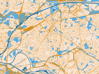 Obraz premium City layout poster — Oberhausen, Germany – light cream and blue contrast