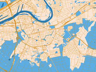 Fototapeta premium Offenbach am Main street grid map, Germany