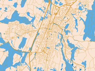 Obraz premium City map poster of Ravensburg, Germany – light cream and blue contrast