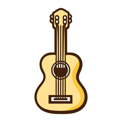 Fototapeta premium A minimalist vector illustration of an acoustic guitar with a light wood body and brown details
