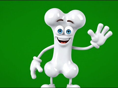 Friendly cartoon humerus arm bone character waving cheerfully