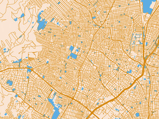 Obraz premium City layout poster — Peristeri, Greece – cream map with golden roads