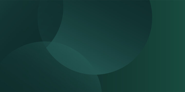 A dark green background with smooth, overlapping circles. The background is green with a gradient texture, creating a modern, abstract style. Minimal abstract circles vector gradient background