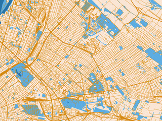 Obraz premium City layout poster — Zuglo, Hungary – cream map with golden roads