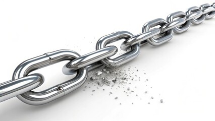 Fototapeta premium Broken metal chain link on white background