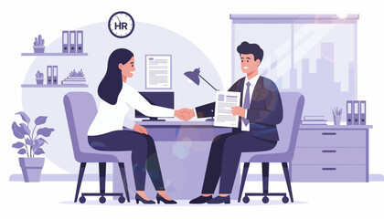 Fototapeta premium Job interview and handshake, business meeting, human resources concept