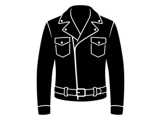Naklejka premium Black Silhouette Icon of Classic Leather Biker Jacket for Edgy Fashion and Apparel